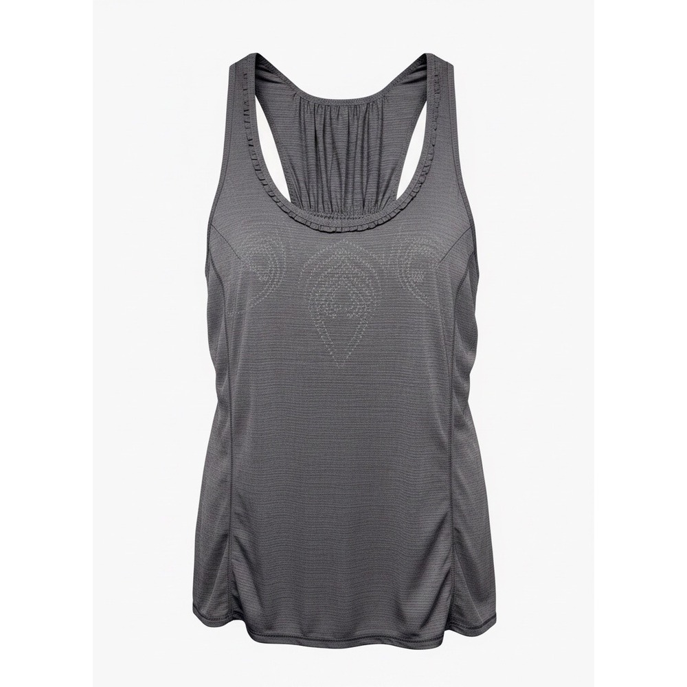 Lululemon Run Silver Bullet Tank Heathered Grey Racerback Ruffle Top, Size 8